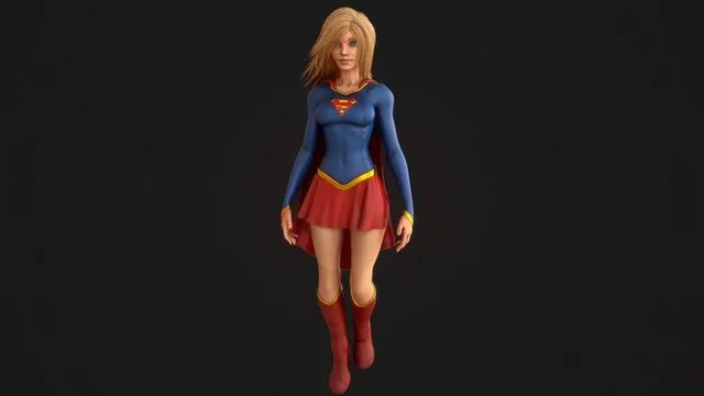 PBR Game 3D Models – Supergirl Low-poly