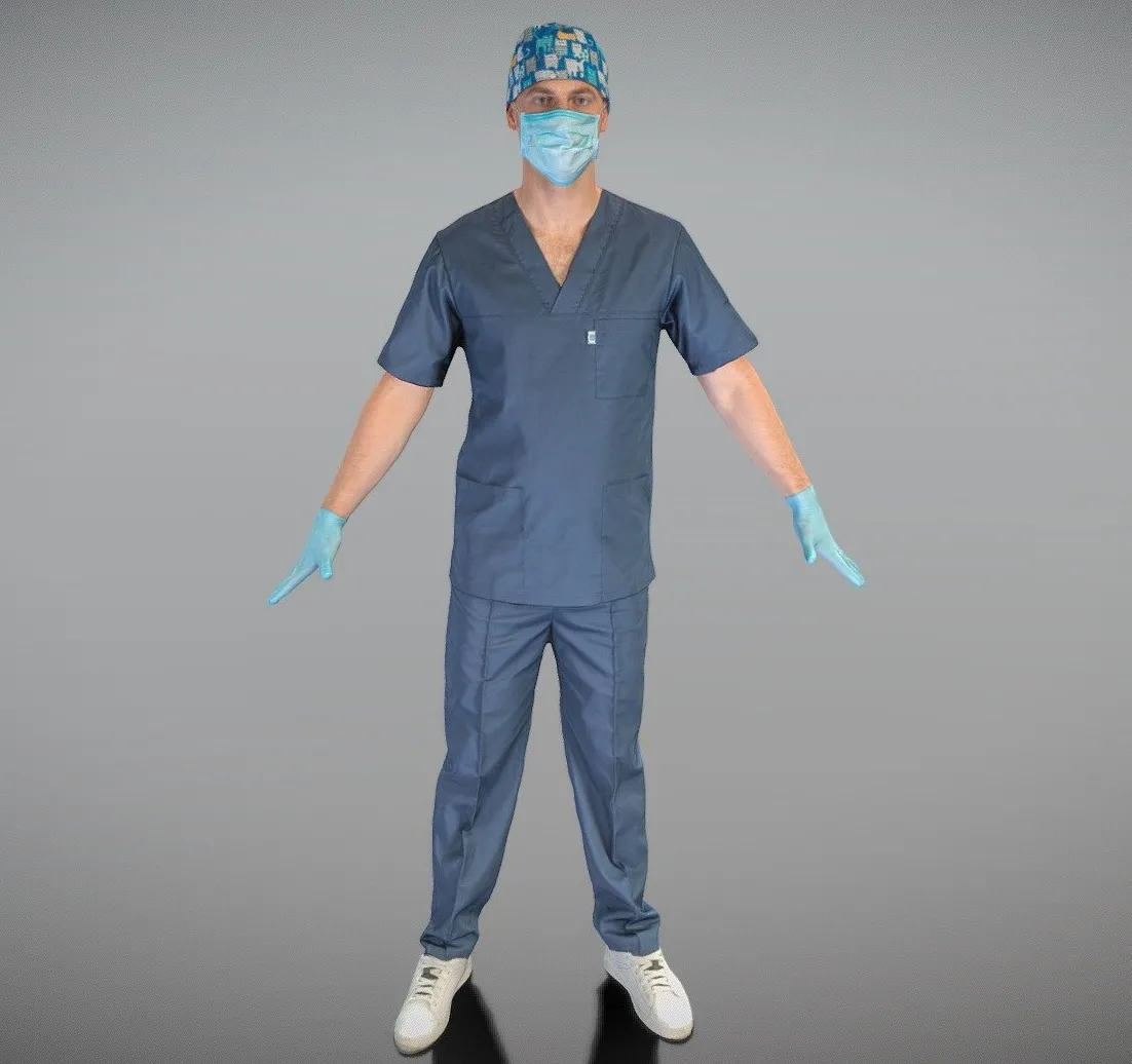 PBR Game 3D Models – Surgical Doctor Male Ready For Animation 112