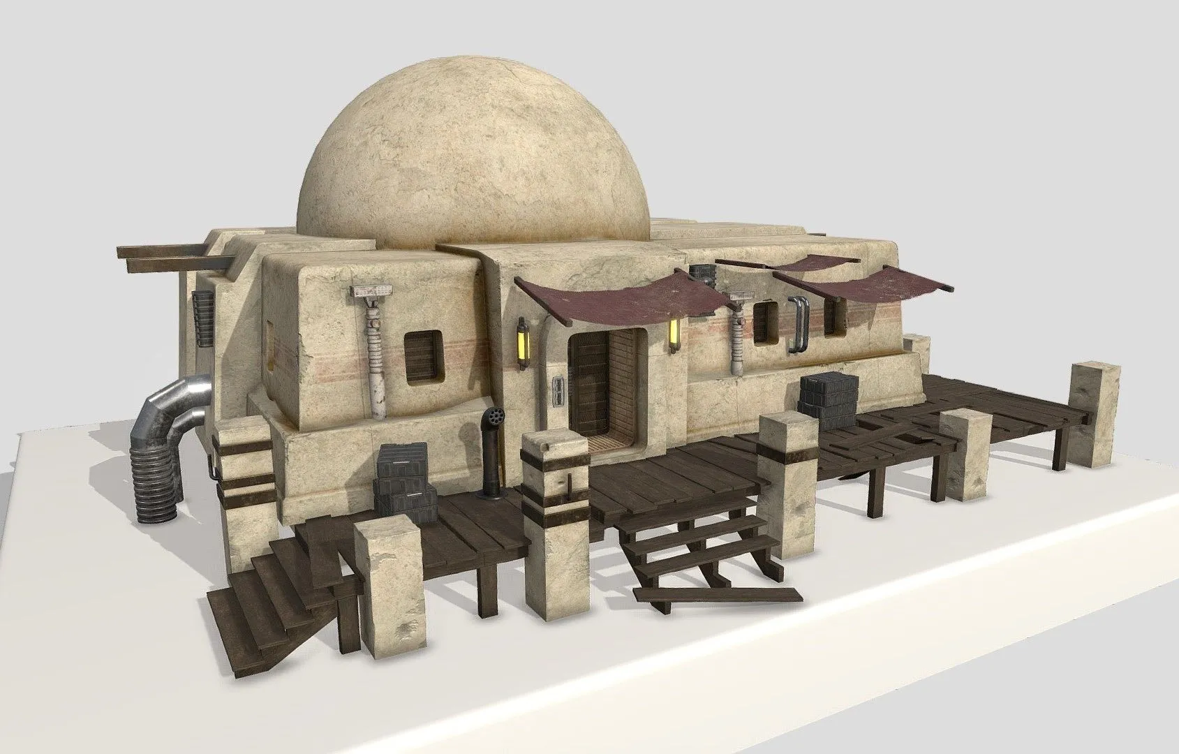 PBR Game 3D Models – Tatooine Style Building