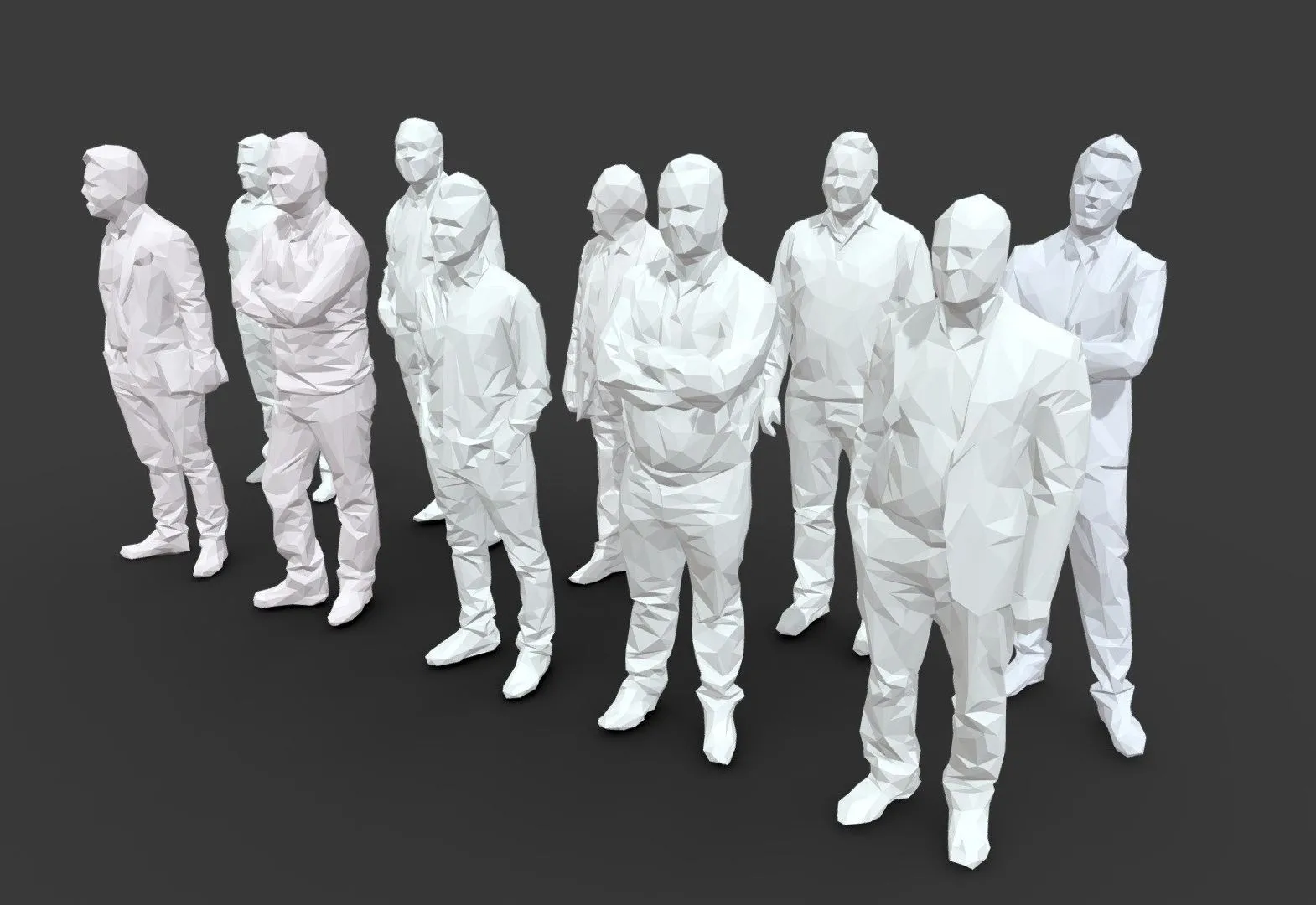 PBR Game 3D Models – Ten Low Poly People Collection Vol 8