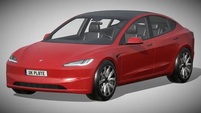 PBR Game 3D Models – Tesla Model 3 2024