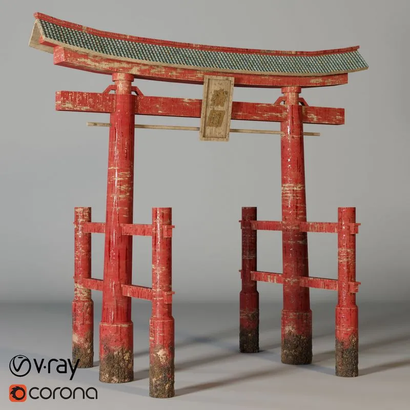 PBR Game 3D Models – Torii gate in japanese style