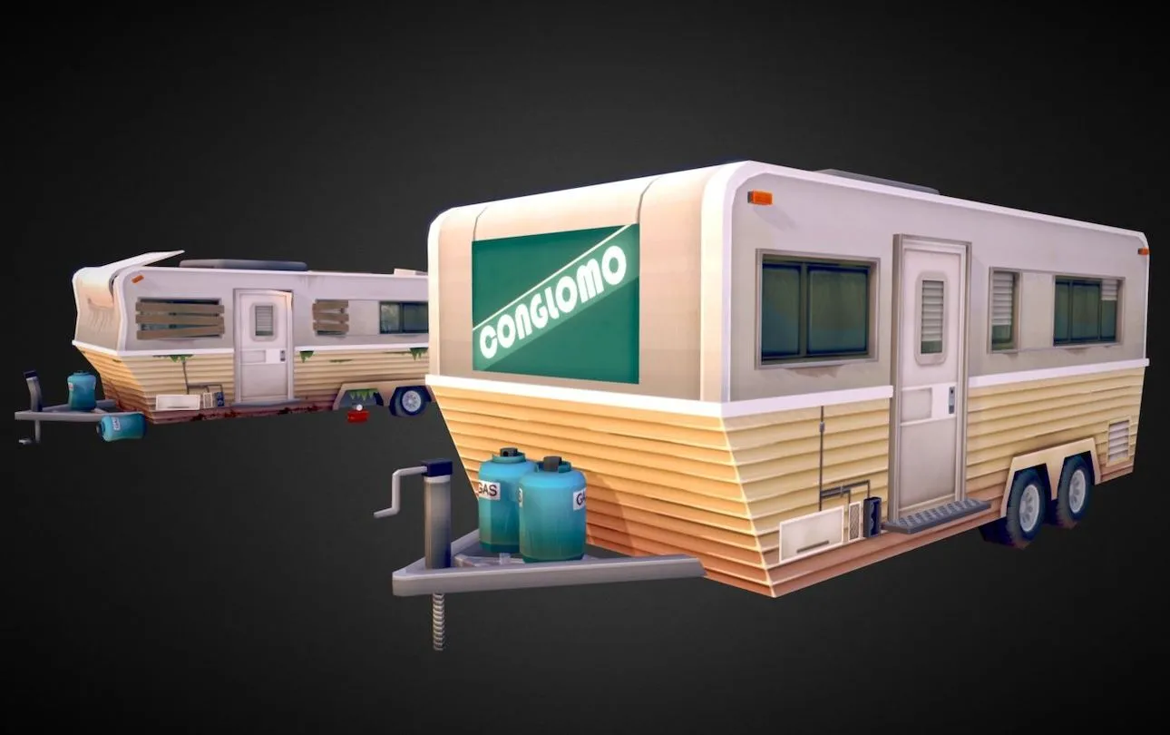 PBR Game 3D Models – Trailer Office