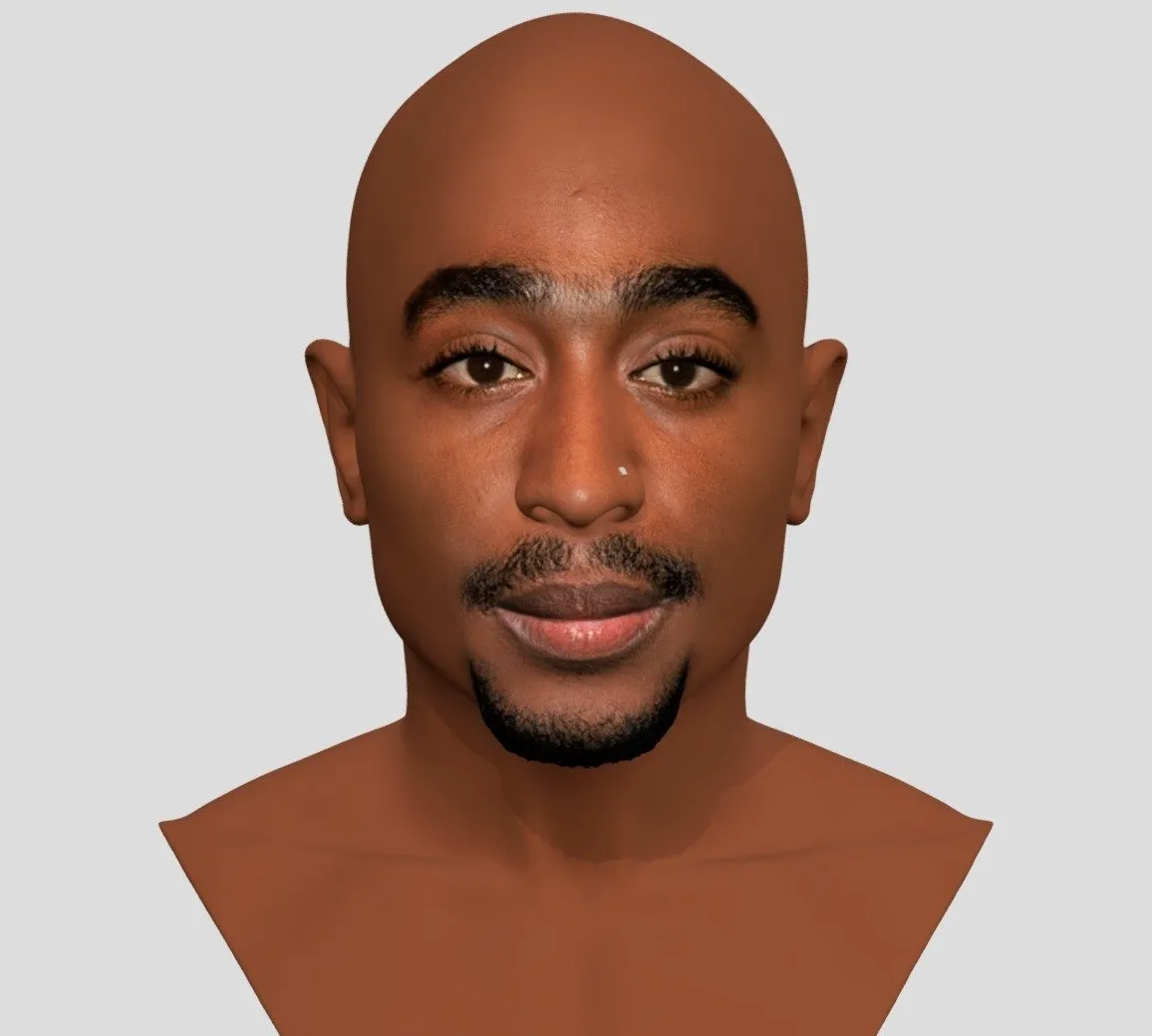 PBR Game 3D Models – Tupac Shakur Bust For Full Color 3D Printing