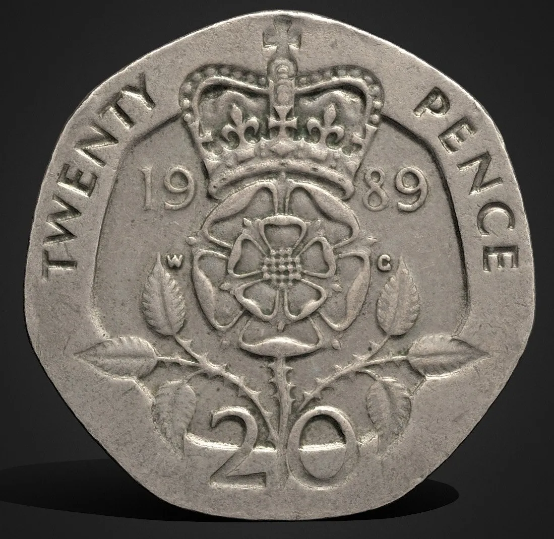 PBR Game 3D Models – Twenty Pence 1989 Rawscan