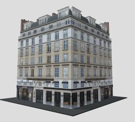 PBR Game 3D Models – Typical Parisian Apartment Building 28
