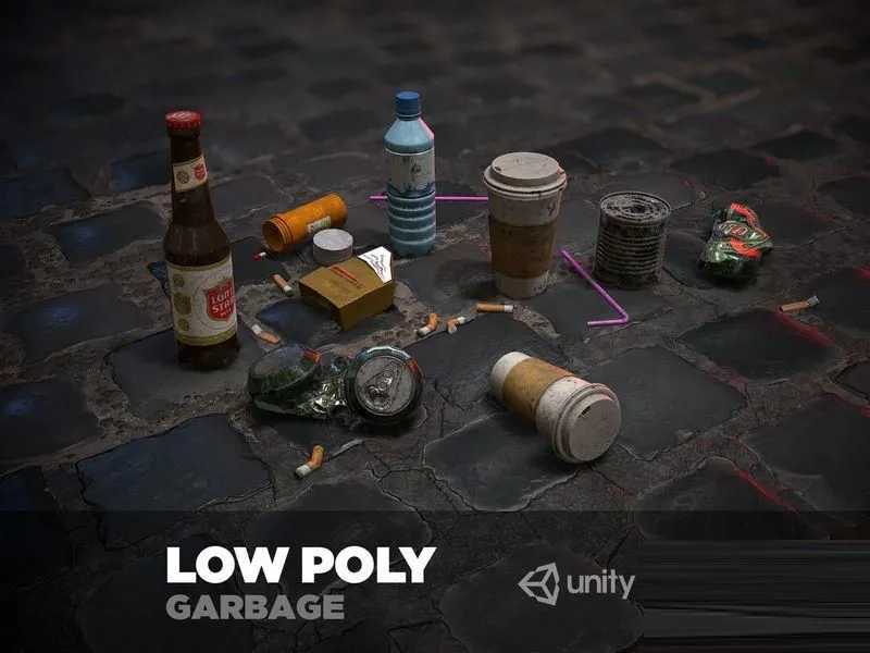 PBR Game 3D Models – Urban Garbage Small Pack and Trash set