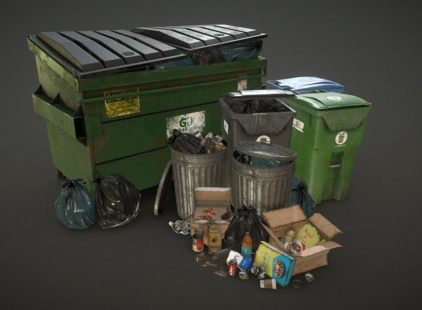 PBR Game 3D Models – Urban Trash Pack Vol 3 Low Poly