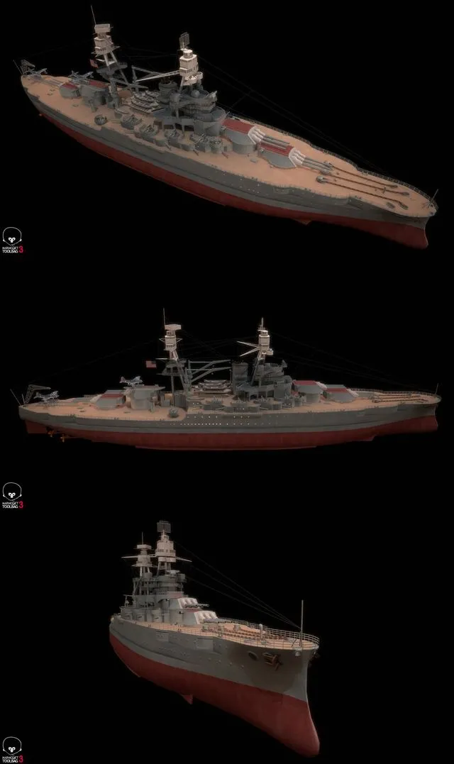 PBR Game 3D Models – USS Arizona – Pennsylvania Class Battleship