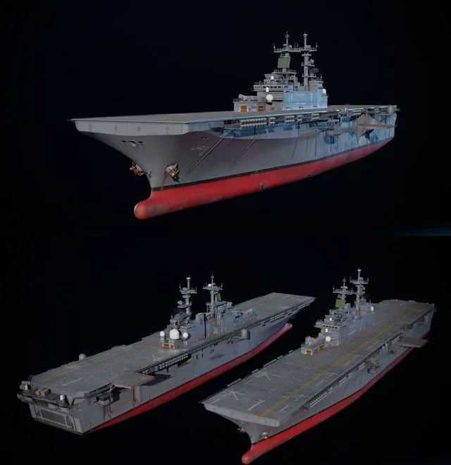 PBR Game 3D Models – USS Wasp LHD-1 Aircraft Carrier