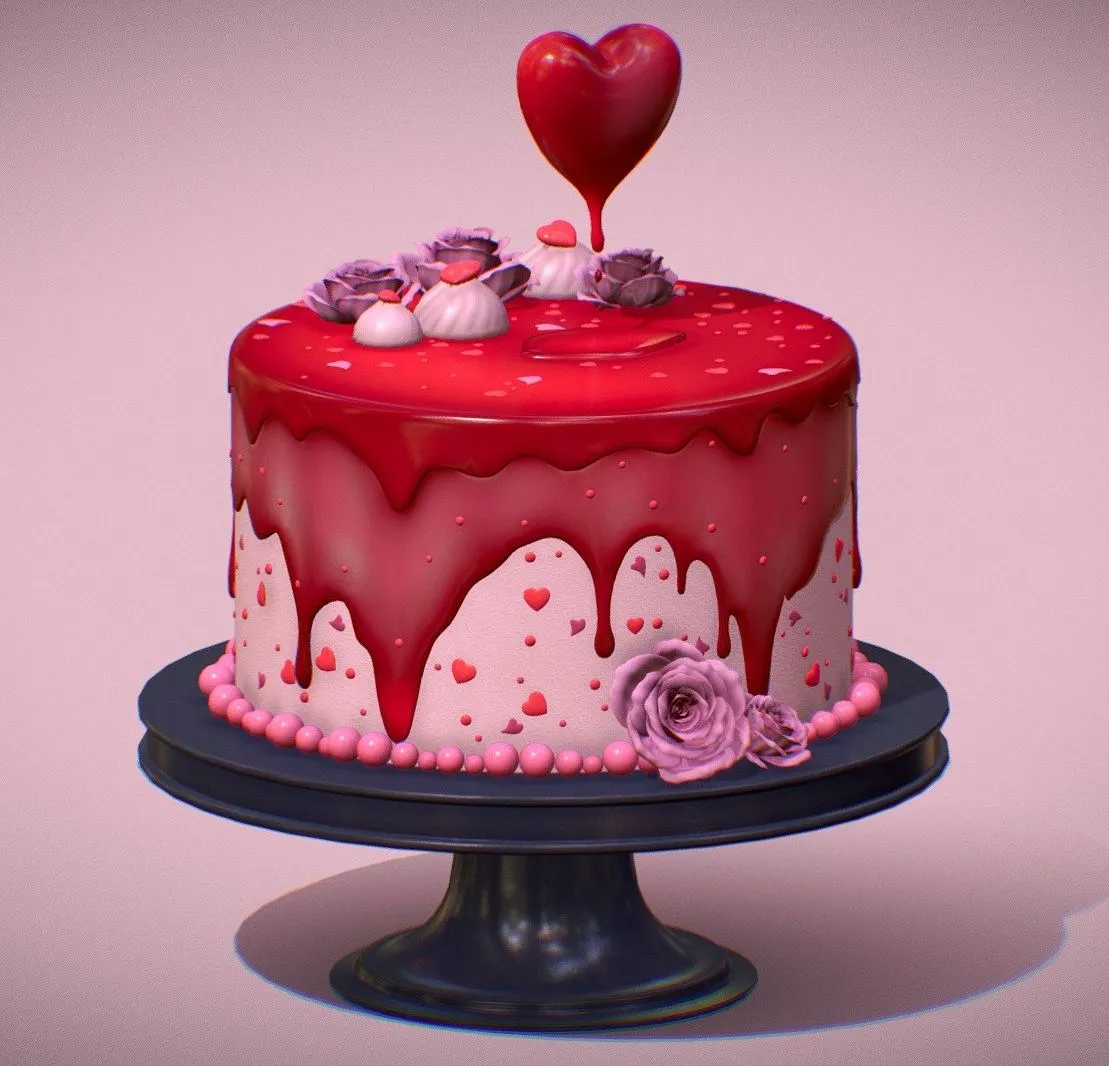 PBR Game 3D Models – Valentine Cake
