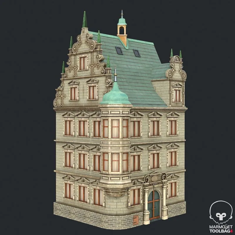 PBR Game 3D Models – Victorian Corner Apartment -Bay Window House