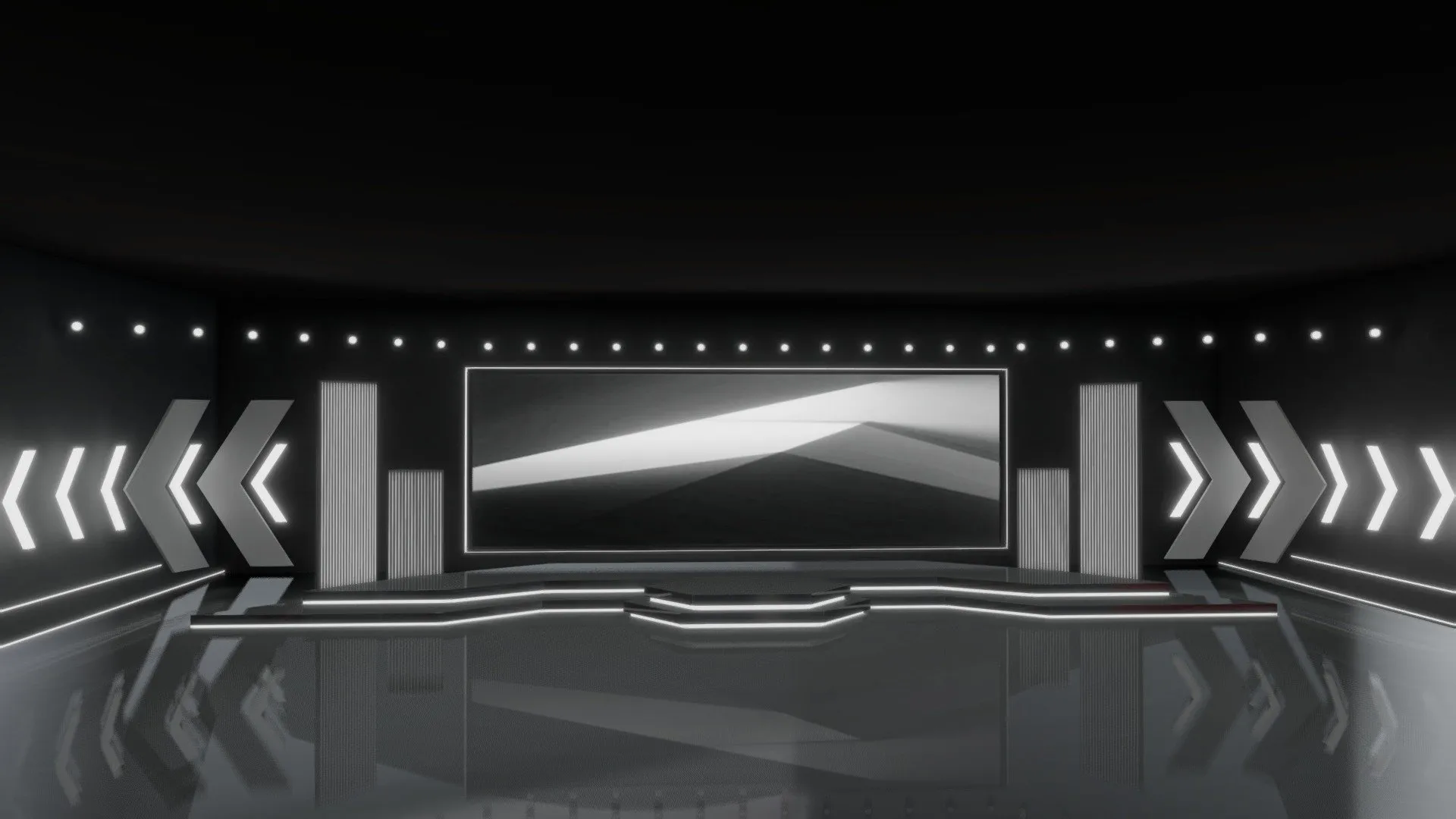 PBR Game 3D Models – Virtual Event Stage Dark Baked