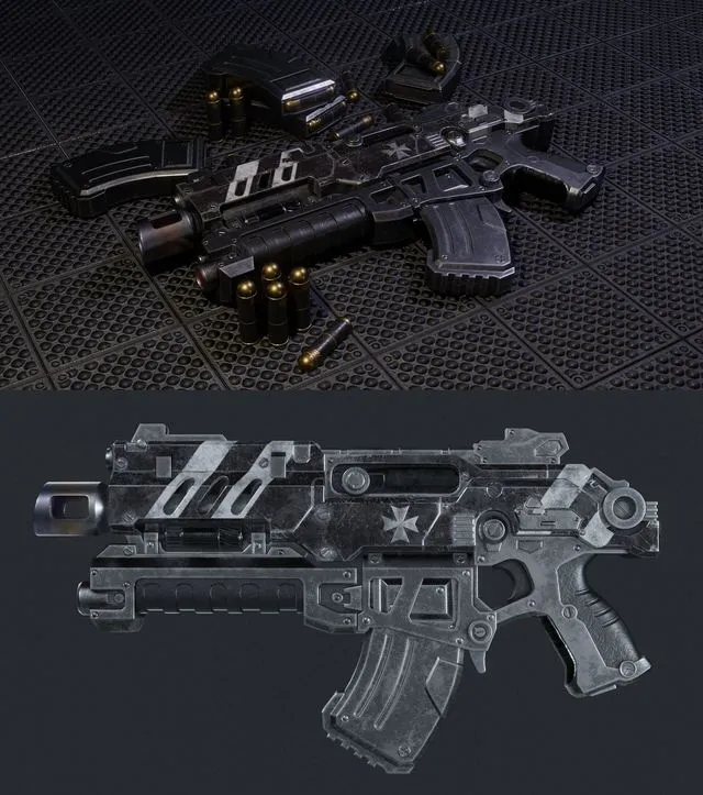 PBR Game 3D Models – Warhammer 40K Bolter