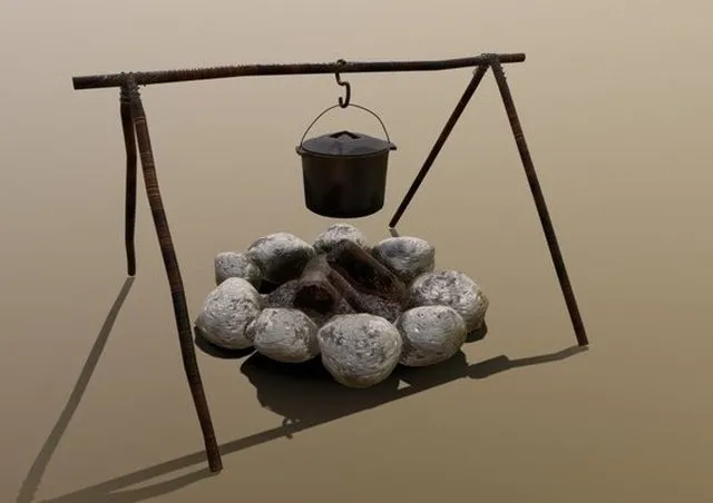 PBR Game 3D Models – Western Campfire Cooking