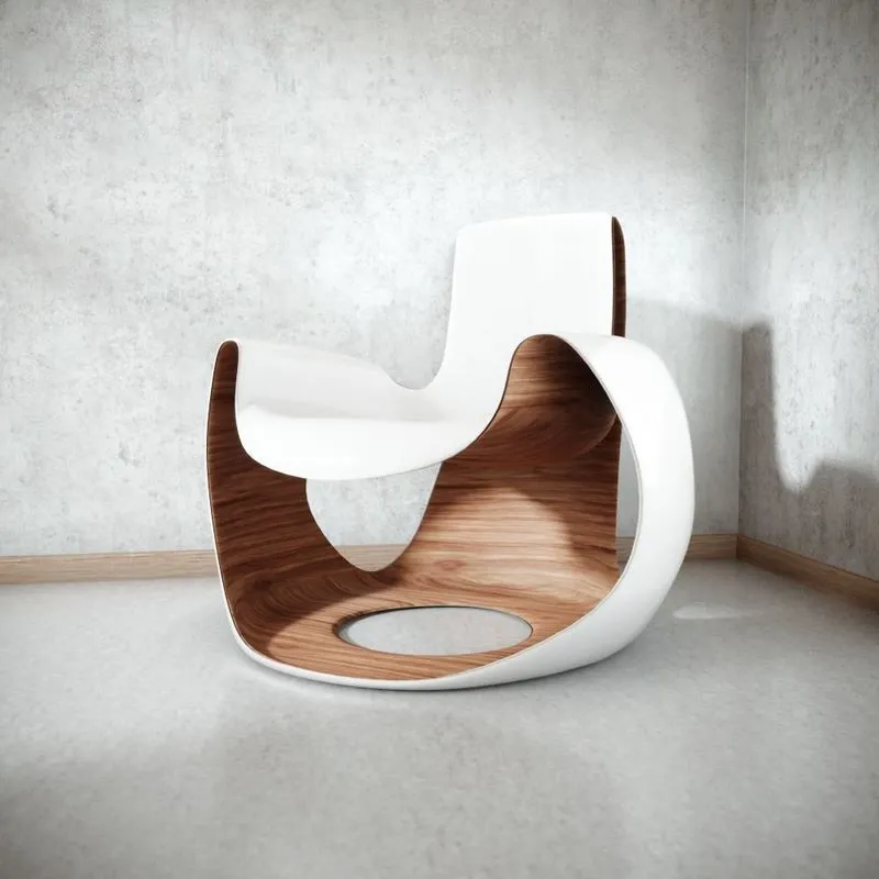 PBR Game 3D Models – White Wooden Curved Chair