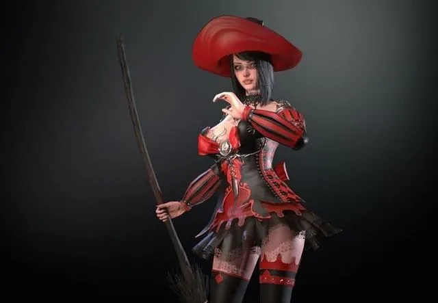 PBR Game 3D Models – Witch with broom
