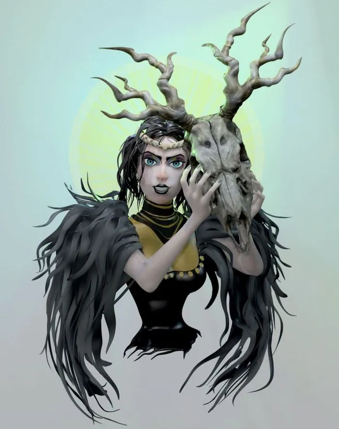 PBR Game 3D Models – Witch woman hi-poly sculpture