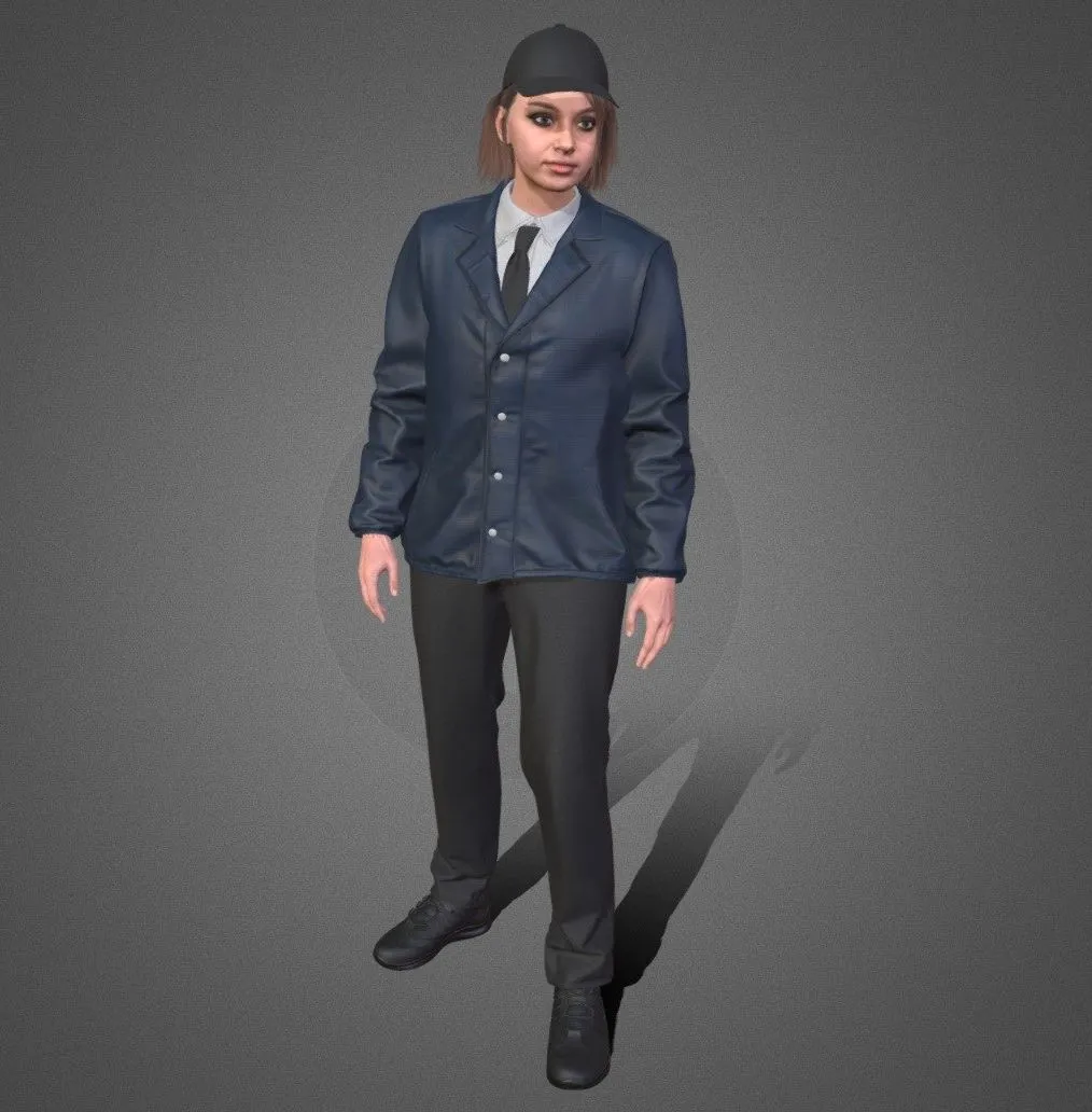 PBR Game 3D Models – Woman Agent Outfit Rigged