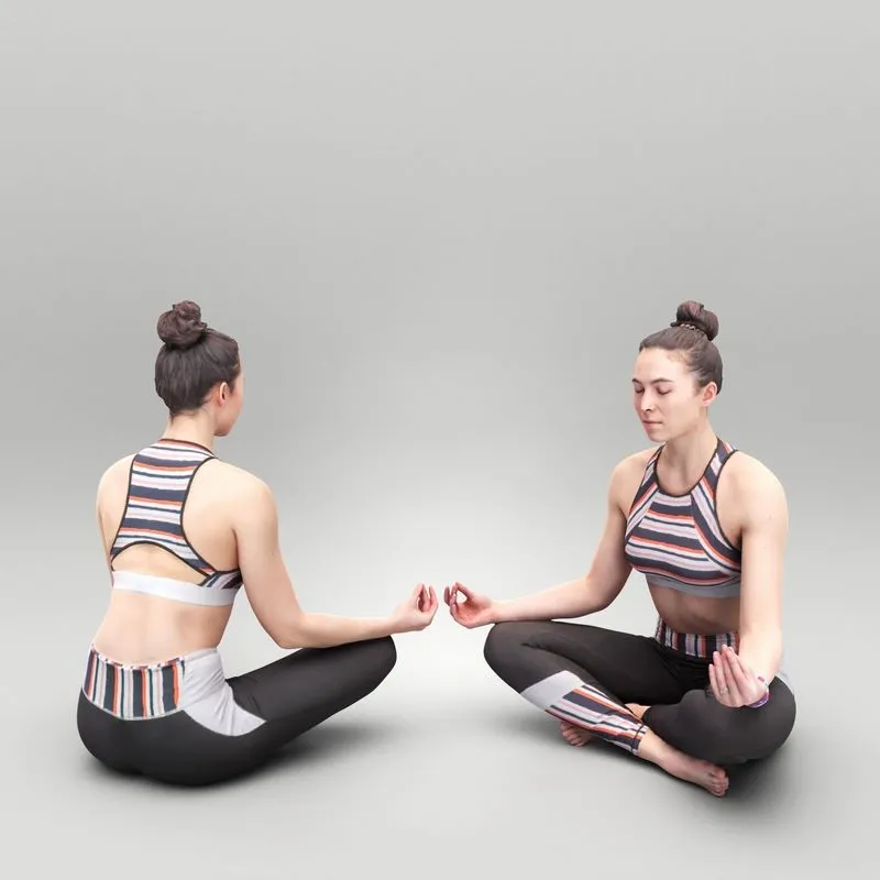 PBR Game 3D Models – Woman in lotus pose 429