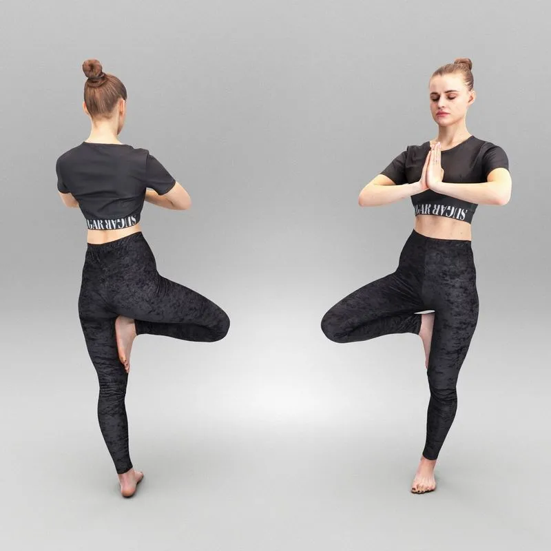 PBR Game 3D Models – Woman in sportswear practicing yoga 335