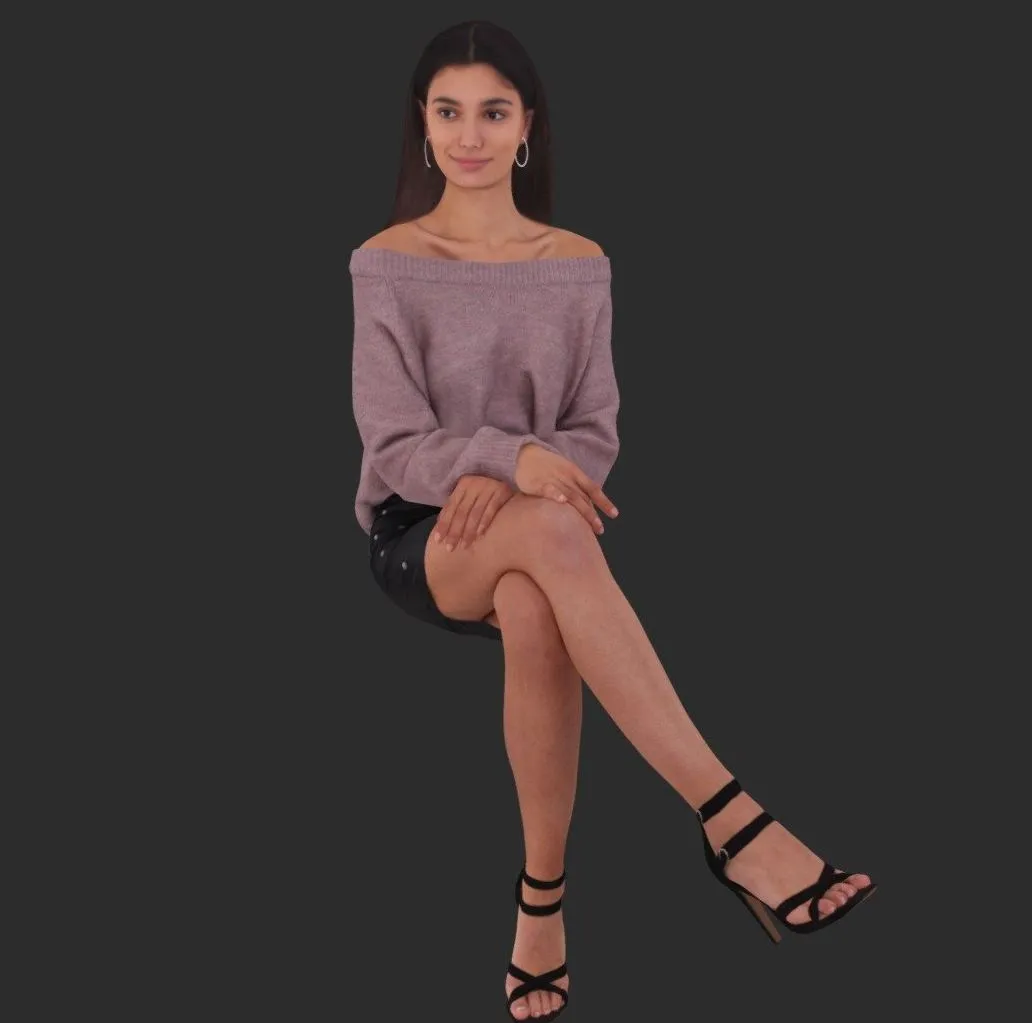 PBR Game 3D Models – Yasmin Posed 012 Sitting Elegant 3D Woman