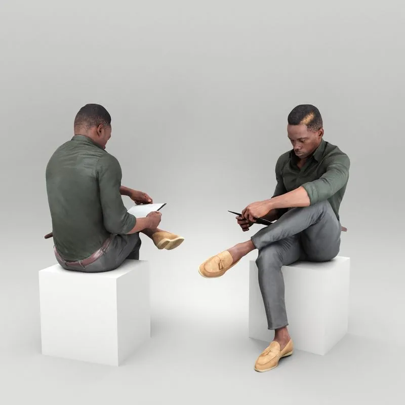 PBR Game 3D Models – Young man sitting and reading 394