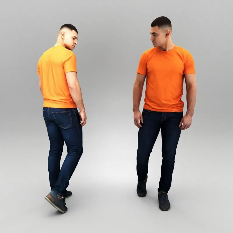 PBR Game 3D Models – Young man walking 409