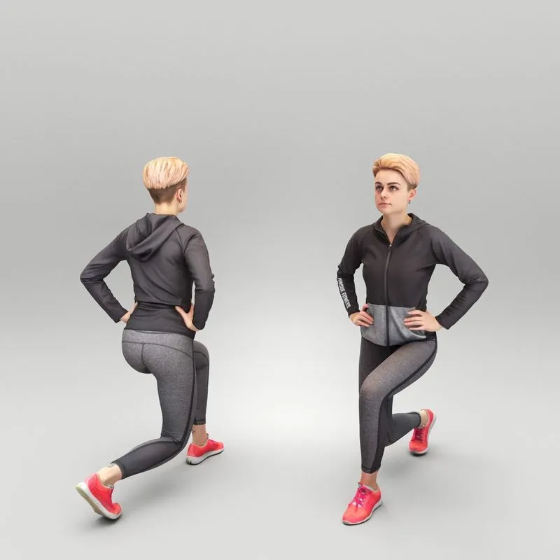 PBR Game 3D Models – Young woman doing workout 432