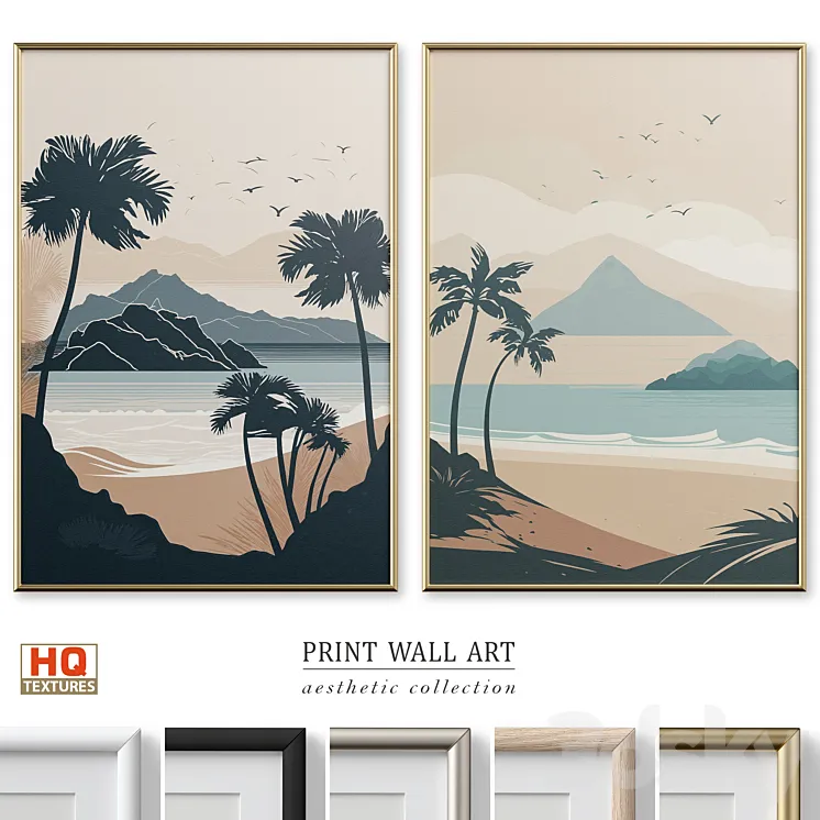 Peaceful Beach Travel Poster Wall Art P-642 3DS Max Model
