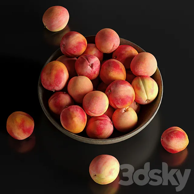 Peaches in a Ceramic Bowl 3DS Max Model