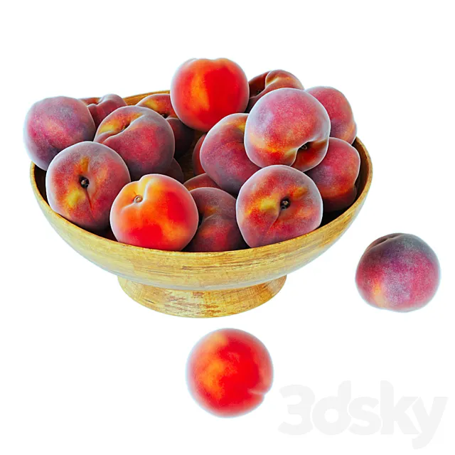 Peaches in a Wooden Vase 3DS Max Model