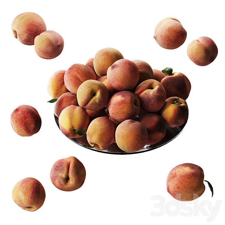 Peaches on a plate 3DS Max