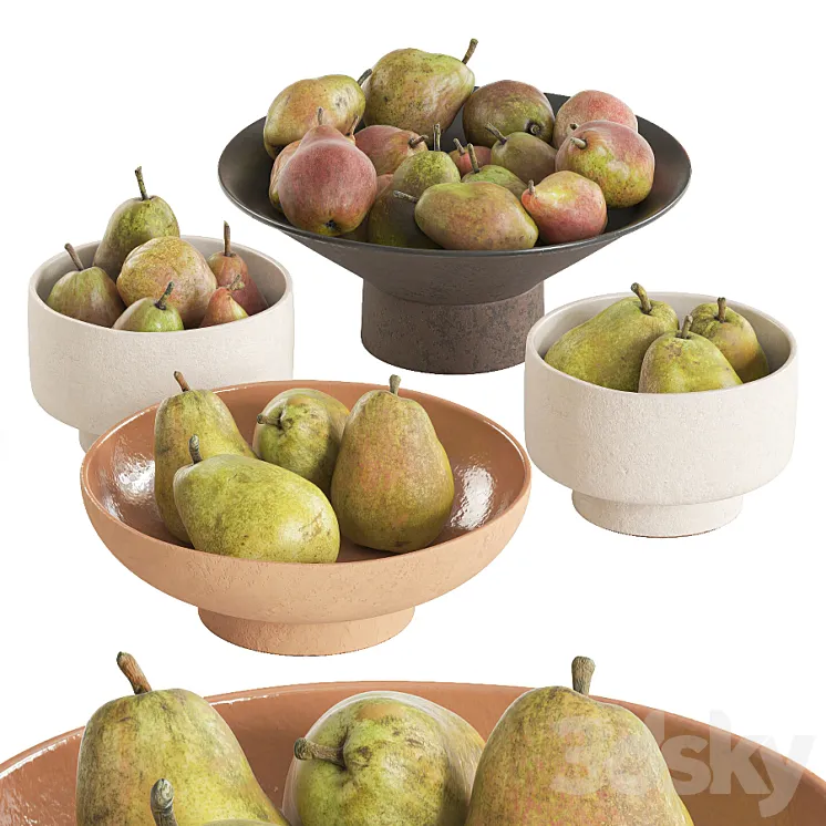 Pears in bowls 3DS Max