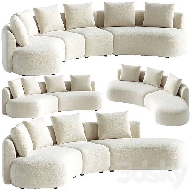 Pebble Boucle Curved Modular Sofa 3ds Max
