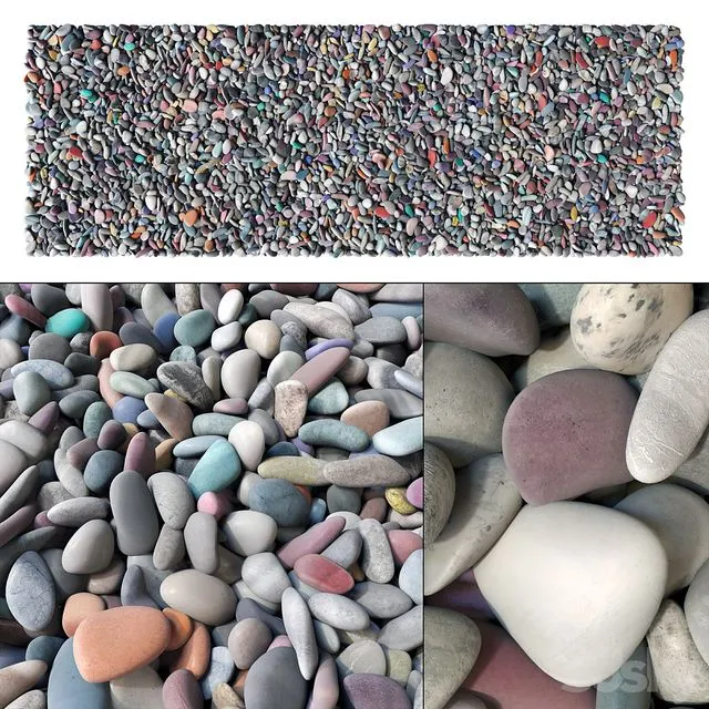 Pebble smooth low n14 Small smooth pebble No. 14 3dsMax Model