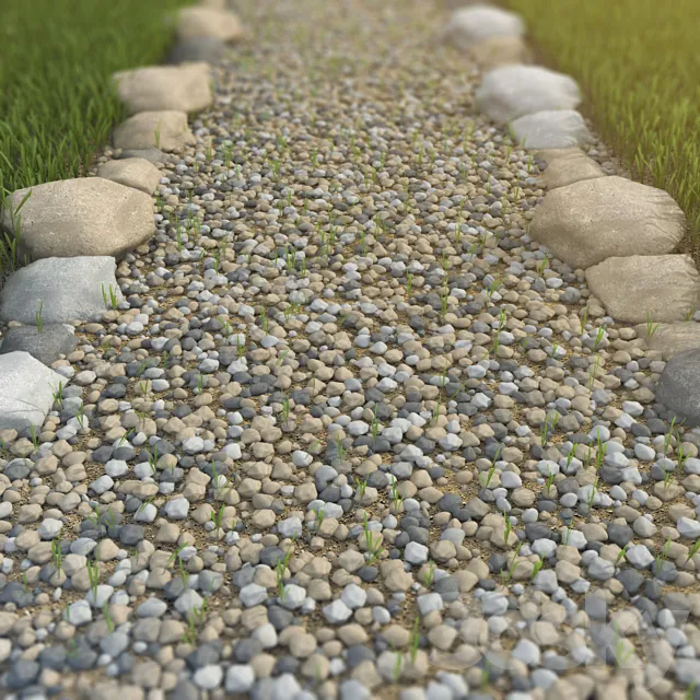 Pebbles with blades of grass 3DSMax File