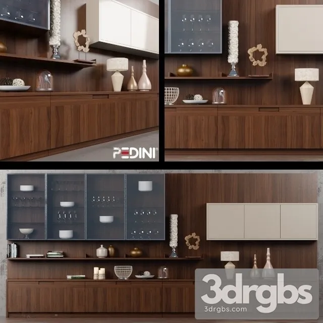 Pedini Wood Brown Kitchen 3dsmax Download
