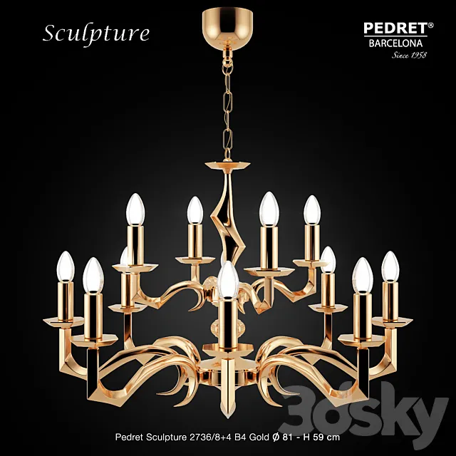 Pedret Sculpture 2736_8 + 4 B4 Gold 3ds Max