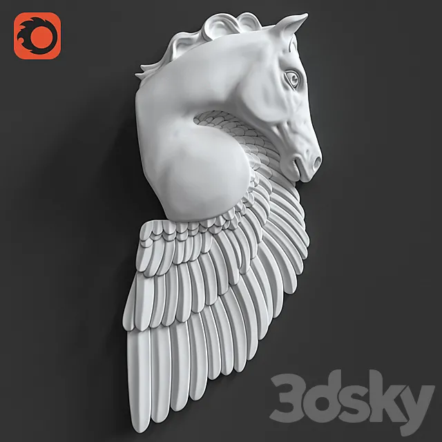 Pegasus Horse Wall Sculpture 3DS Max Model