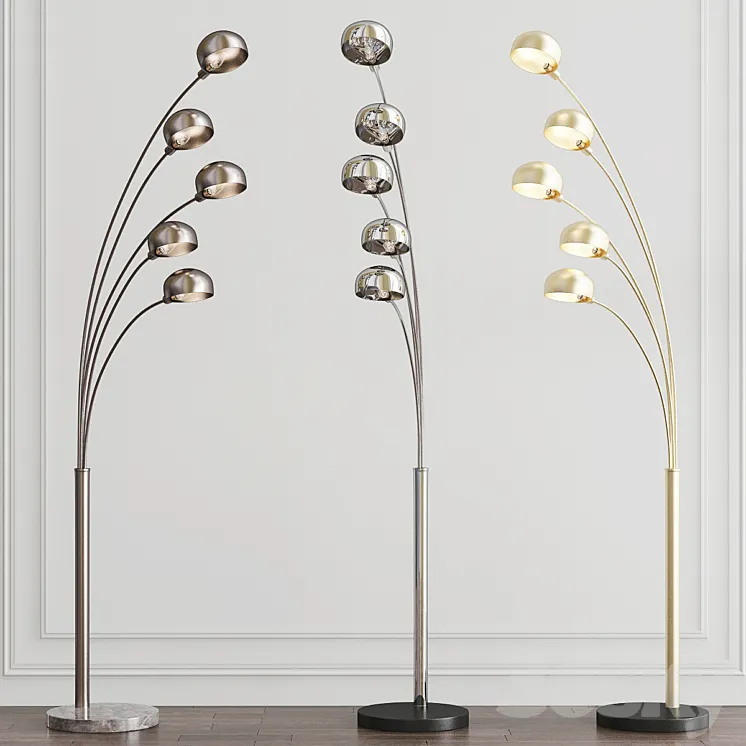 Penbrook Chrome & White Arc Floor Lamp by ELK Home 3DS Max