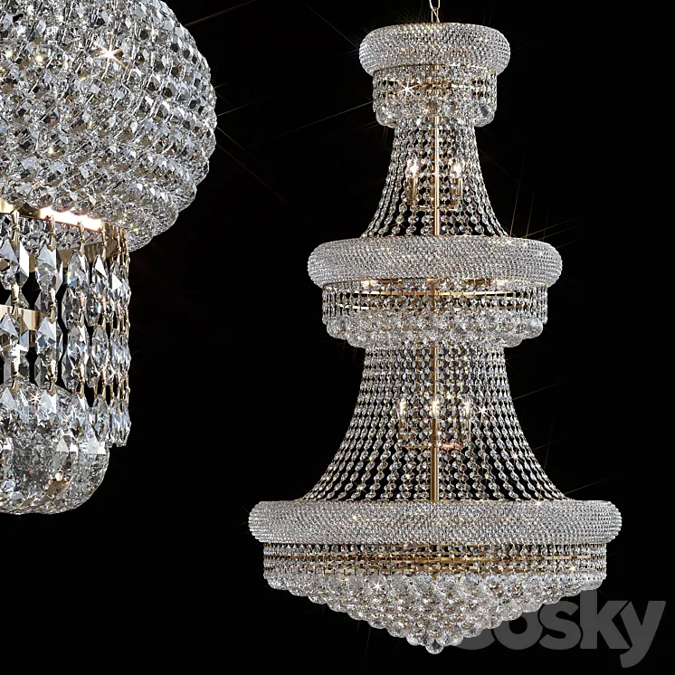 Pendant chandelier Elegant Lighting Primo Royal Cut 32 lamps 3DS Max