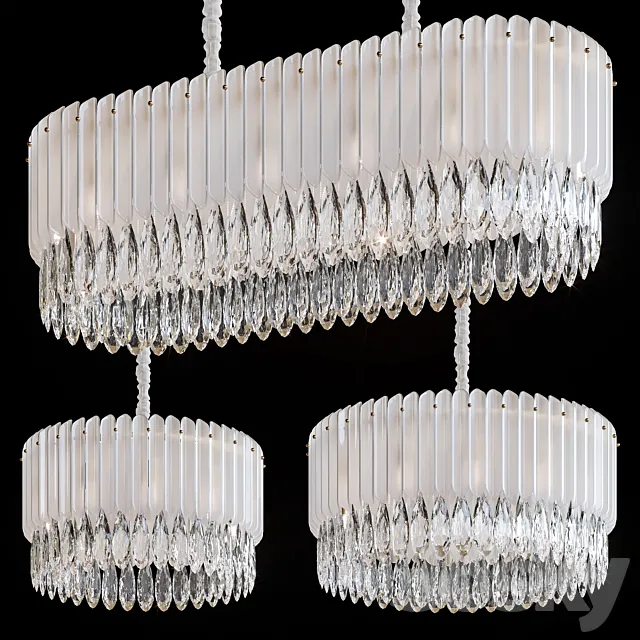 Pendant chandeliers Cascata Impennata by GLCrystal White 3ds Max