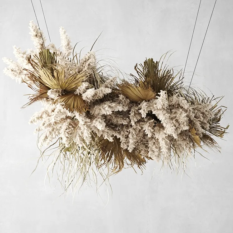 Pendant decor of Pampas grass and dried palm leaves 3DS Max