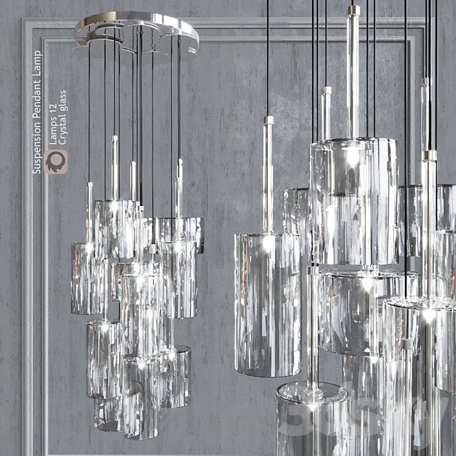 Pendant lamp AXO Light Spillray SP lamps 12 crystal glass 3DS Max Model