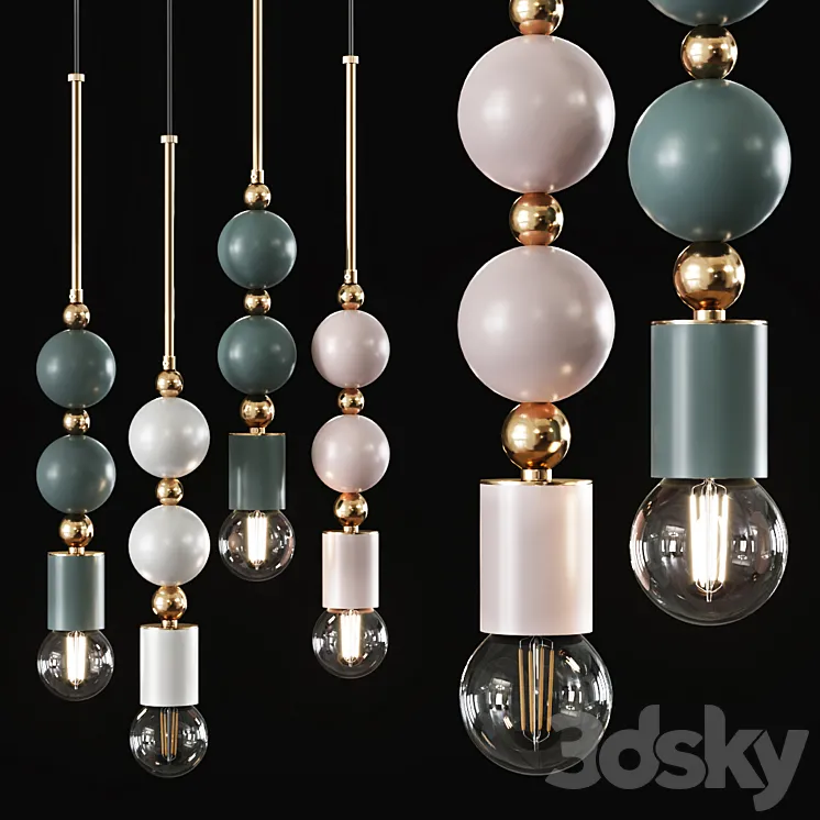 Pendant Lamp Beaded Pendant Lamp Spheres 3DS Max