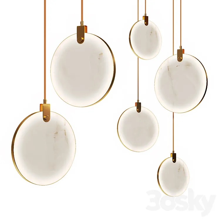Pendant lamp in brass and marble 3DS Max