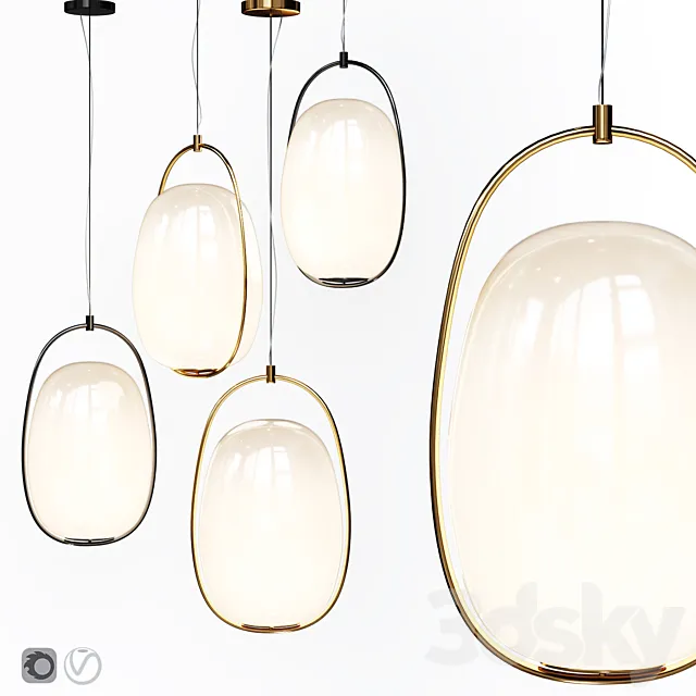 Pendant lamp Lanna Kundalini Suspension Lamp Black and Brass 3ds Max