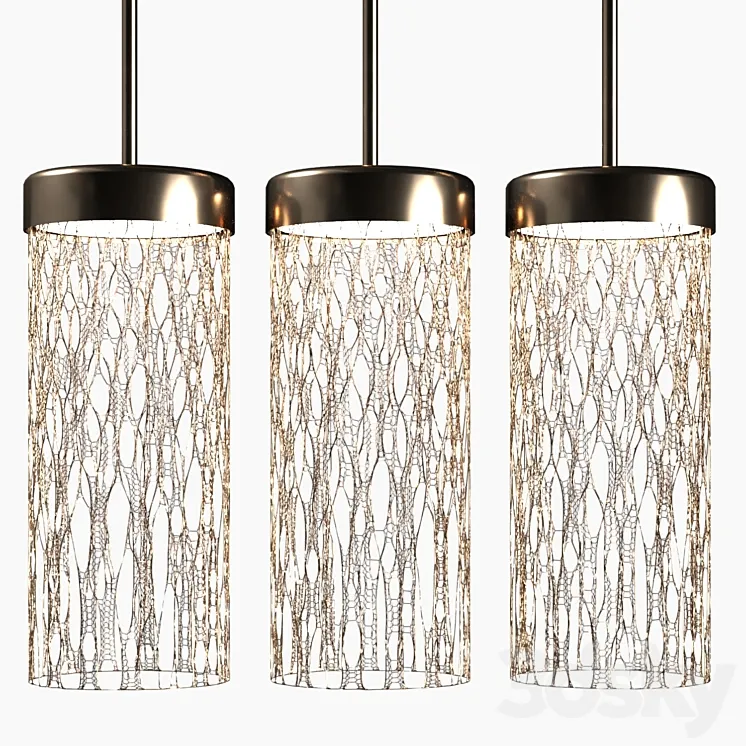 Pendant lamp made of metal from three shades 3DS Max Model