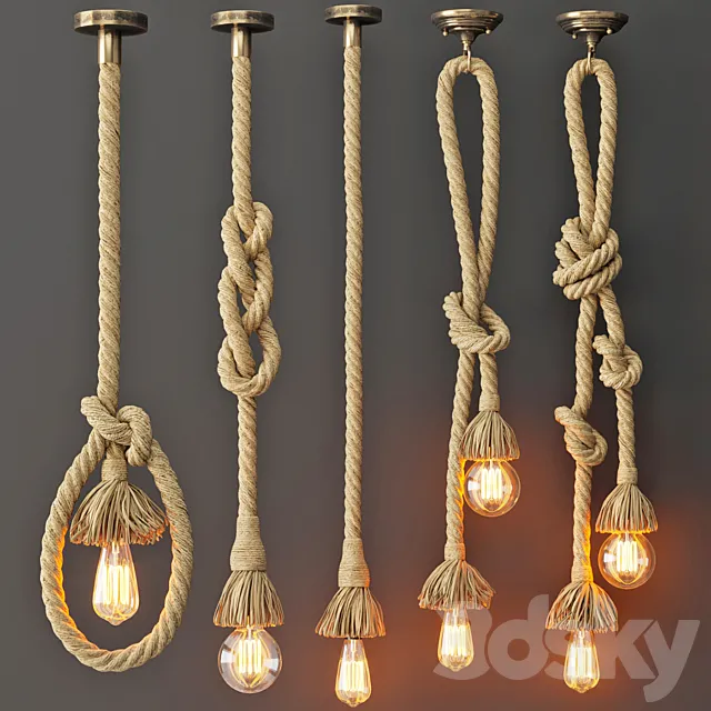 Pendant lamp Rope Double 3ds Max